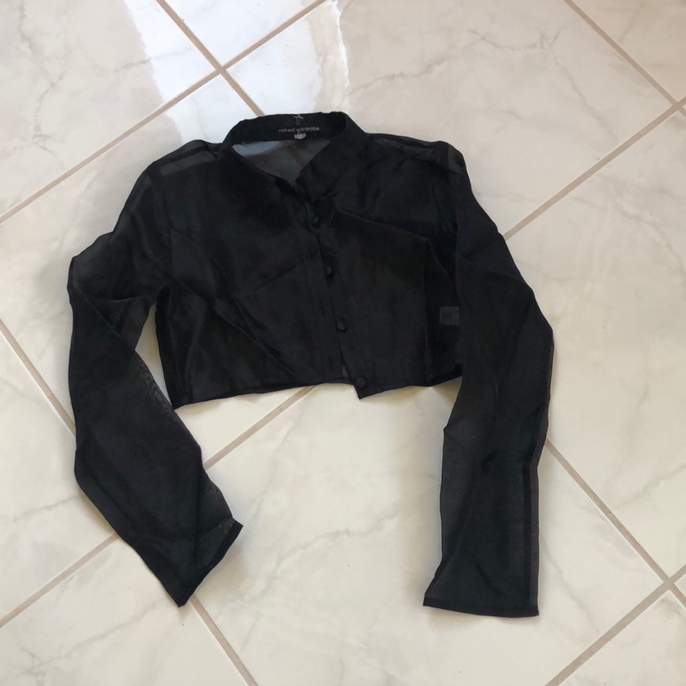 Shell material transparent black crop top